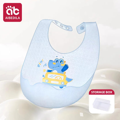 Babero de Silicona AIBEDILA, Impermeable, Ajustable, de Grado Alimenticio, con Diseño de Dibujos Animados, Paño de Regurgitación para Bebés, Niños y Niñas