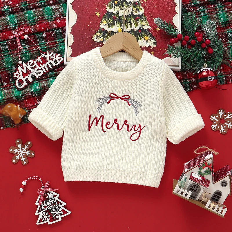 Suéteres de Navidad para bebé, ropa de invierno con cuello redondo, manga larga, jerséis tejidos para recién nacidos, jerséis para niños y niñas, prendas de punto infantiles de 1 a 3 años