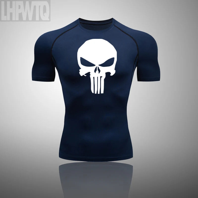 Camiseta deportiva de compresión para hombre, camiseta de entrenamiento físico de secado rápido MMA, ropa deportiva masculina para correr y correr