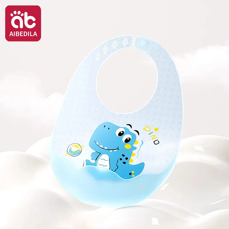 Babero de Silicona AIBEDILA, Impermeable, Ajustable, de Grado Alimenticio, con Diseño de Dibujos Animados, Paño de Regurgitación para Bebés, Niños y Niñas
