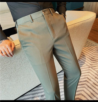 Camisas de vestir de negocios para hombres, pantalones ajustados de traje Social de oficina informal, pantalones de fiesta de boda de alta calidad, ropa de otoño e invierno