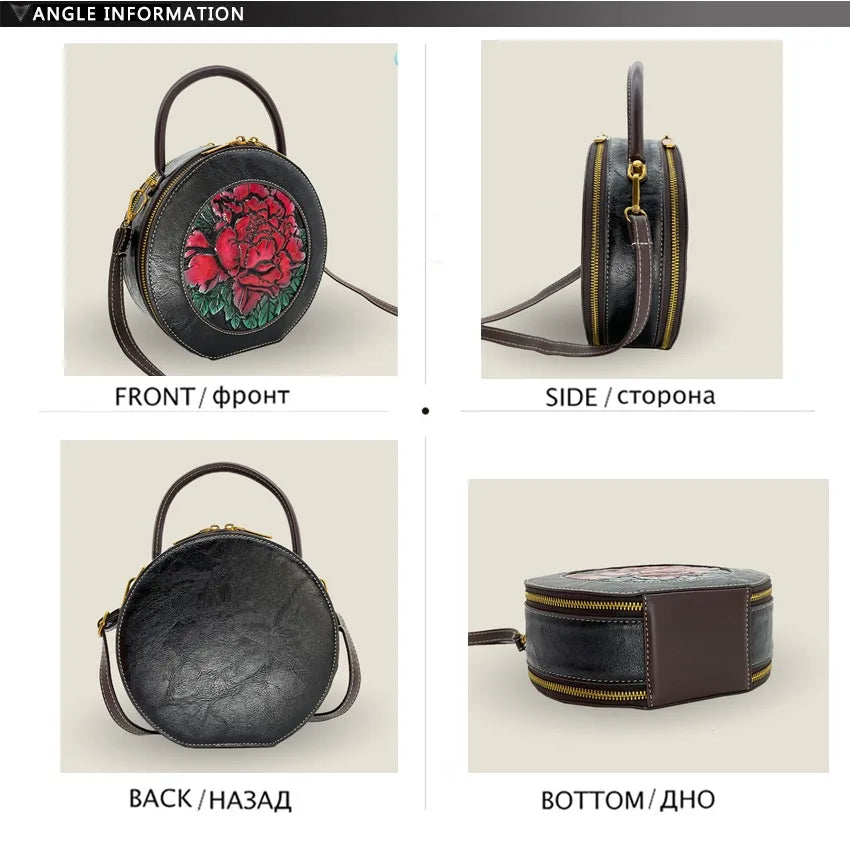 Bolso de diseñador de lujo para mujer, bolso de hombro de estilo chino Retro con relieve 3D de flores, bolso cruzado para gifls, nuevo bolsillo redondo para teléfono