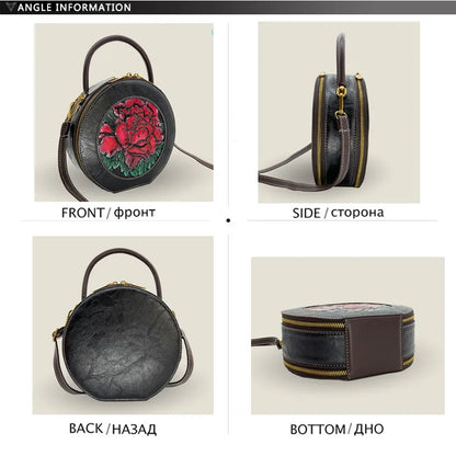 Bolso de diseñador de lujo para mujer, bolso de hombro de estilo chino Retro con relieve 3D de flores, bolso cruzado para gifls, nuevo bolsillo redondo para teléfono