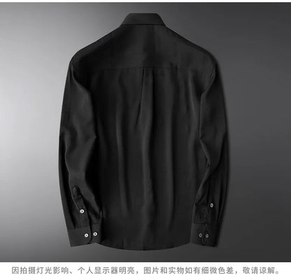 Camisa de Manga Larga Decorada con Pedrería para Hombre, Camisa de Vestir para Banquetes y Fiestas, Camisa Casual de Negocios, Camisa Masculina