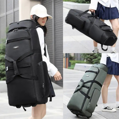 Bolsa de viaje plegable con ruedas para senderismo, Golf, aviación, bolsas de lona para acampar al aire libre, equipaje de coche, bolso móvil, mochila de entrenamiento grande