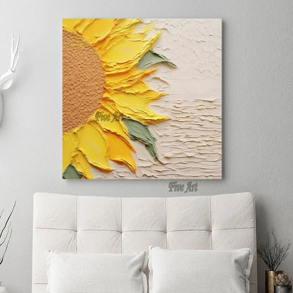 Cuadro Decorativo Abstracto Acrílico, Obra de Arte para el Hogar, Pintura de Naturaleza Muerta, Arte de Girasoles para Pared, Sin Marco, Hermosas Pinturas al Óleo Hechas a Mano