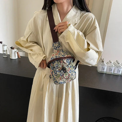 Bolso cruzado de moda para niñas y mujeres, bolso de teléfono de estilo chino, bolsillo en el pecho con estampado étnico, bolso de tela pequeño de un hombro, nuevo