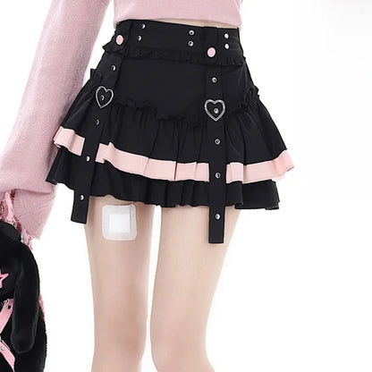 Minifalda japonesa de Lolita, faldas de pastel de retales con vendaje Kawaii, ropa de calle que combina con todo, faldas elegantes y exquisitas de línea A