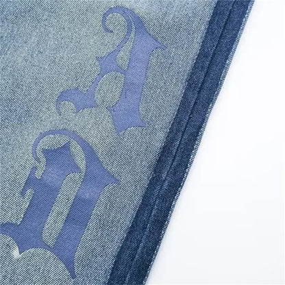 Nuevos pantalones vaqueros holgados azules con estampado de letras góticas Y2K para hombre, ropa de calle Vintage, pantalones vaqueros de pierna recta, pantalones vaqueros holgados de moda Hip Hop
