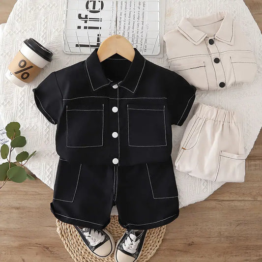 Nueva Ropa de Verano para Niños, Conjunto Deportivo de Camiseta de Manga Corta y Pantalones Cortos para Niños