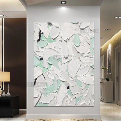 Murales modernos para el hogar, textura abstracta, pintura acrílica blanca, pintura al óleo gruesa, decoración de pared, imagen, arte de gran tamaño para porche + paquete Switch In Art completo