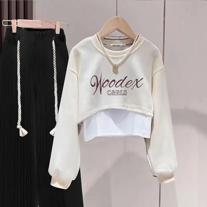 Ropa de otoño para niñas, pantalones de moda de primavera y otoño, conjunto de 3 piezas, conjunto con capucha para niños