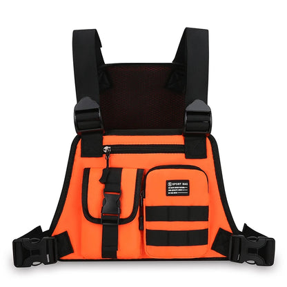 Hip-hop de moda para hombre con múltiples bolsillos bolso de pecho táctico funcional ligero viaje duradero bolso de chaleco deportivo de moda