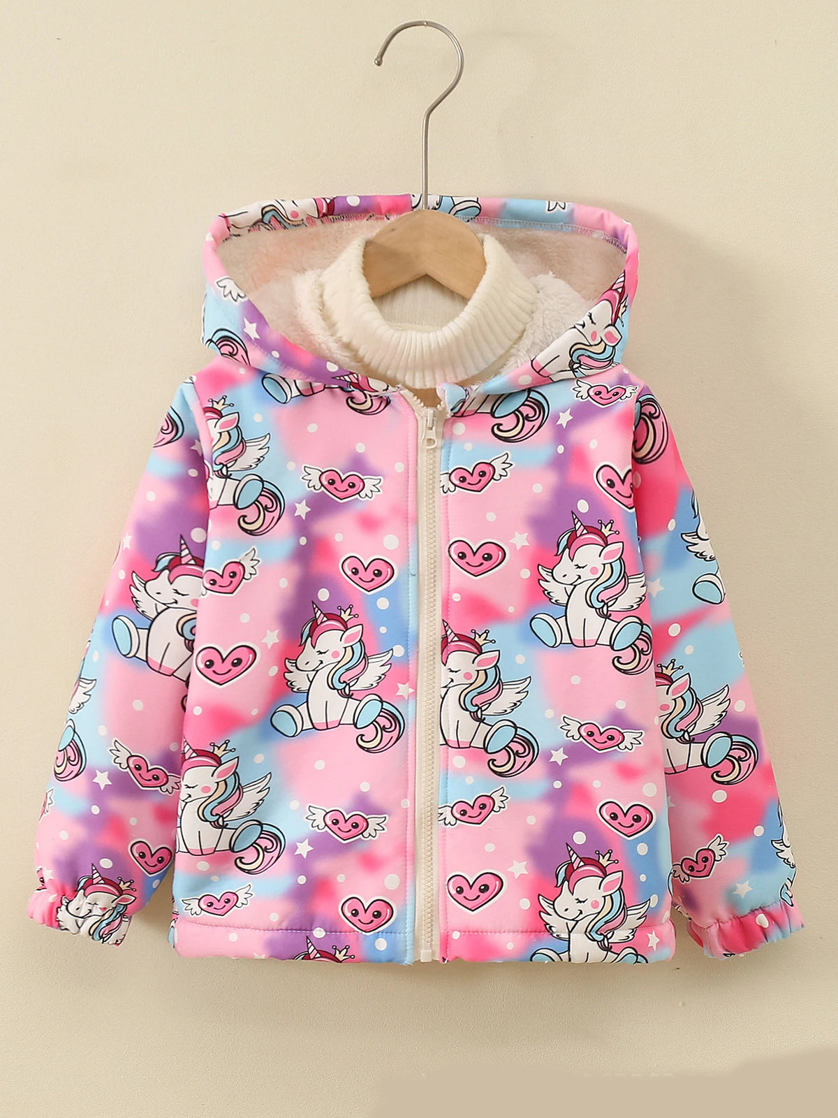 New Winter Girls Jacket Tie Dye Fashion Keep Warm Little Princess Coat Hooded Zipper Girls Outerwear Birthday Gifts Kids Clothes