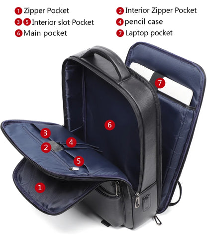 Mochila 100% de cuero de vaca Natural para ordenador portátil de 15,6 pulgadas, Mochila USB para hombre, bolso de viaje de cuero genuino, Mochila grande para niños