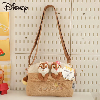 Bolso cruzado de felpa de Disney, Chip & Dale de dibujos animados, bolso informal de gran capacidad para estudiantes, regalos de vacaciones para niñas, desplazamientos