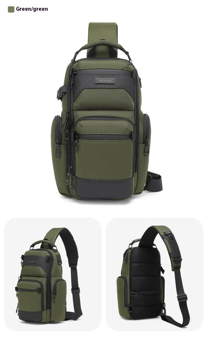 Bolso de pecho OZUKO, elegante bolso cruzado multifuncional, bolso cruzado de viaje ligero e impermeable para hombre