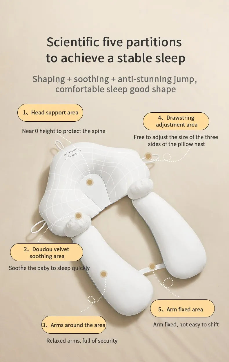 Almohada de bebé de Color sólido, cama para recién nacido, almohada relajante, almohada multifuncional para dormir lateral rebotable, transpirable y cómoda