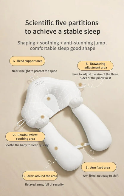 Almohada de bebé de Color sólido, cama para recién nacido, almohada relajante, almohada multifuncional para dormir lateral rebotable, transpirable y cómoda