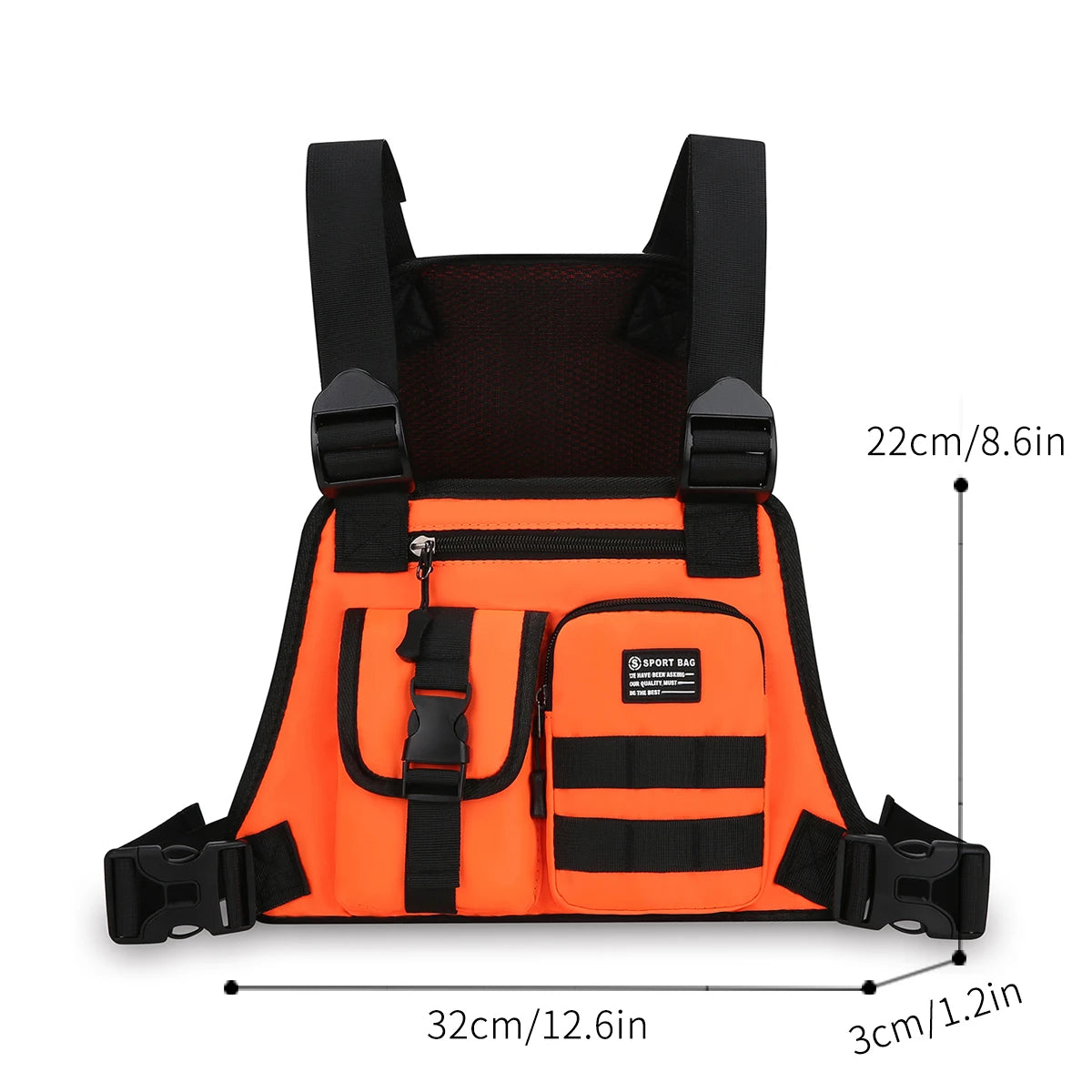 Hip-hop de moda para hombre con múltiples bolsillos bolso de pecho táctico funcional ligero viaje duradero bolso de chaleco deportivo de moda