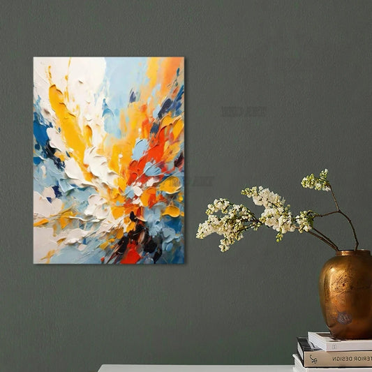 Pintura Acrílica Abstracta Grande con Textura Colorida de Arcoíris, con Espátula, Decoración para Hotel, Porche, Lienzo, Mural + paquete Switch IN Art completo