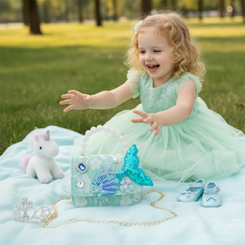 Bolso de Mano con Perlas para Niñas, Mini Bolso Bandolera, Estilo Moderno, para Regalo de Cumpleaños, Ligero, de Cuero PU