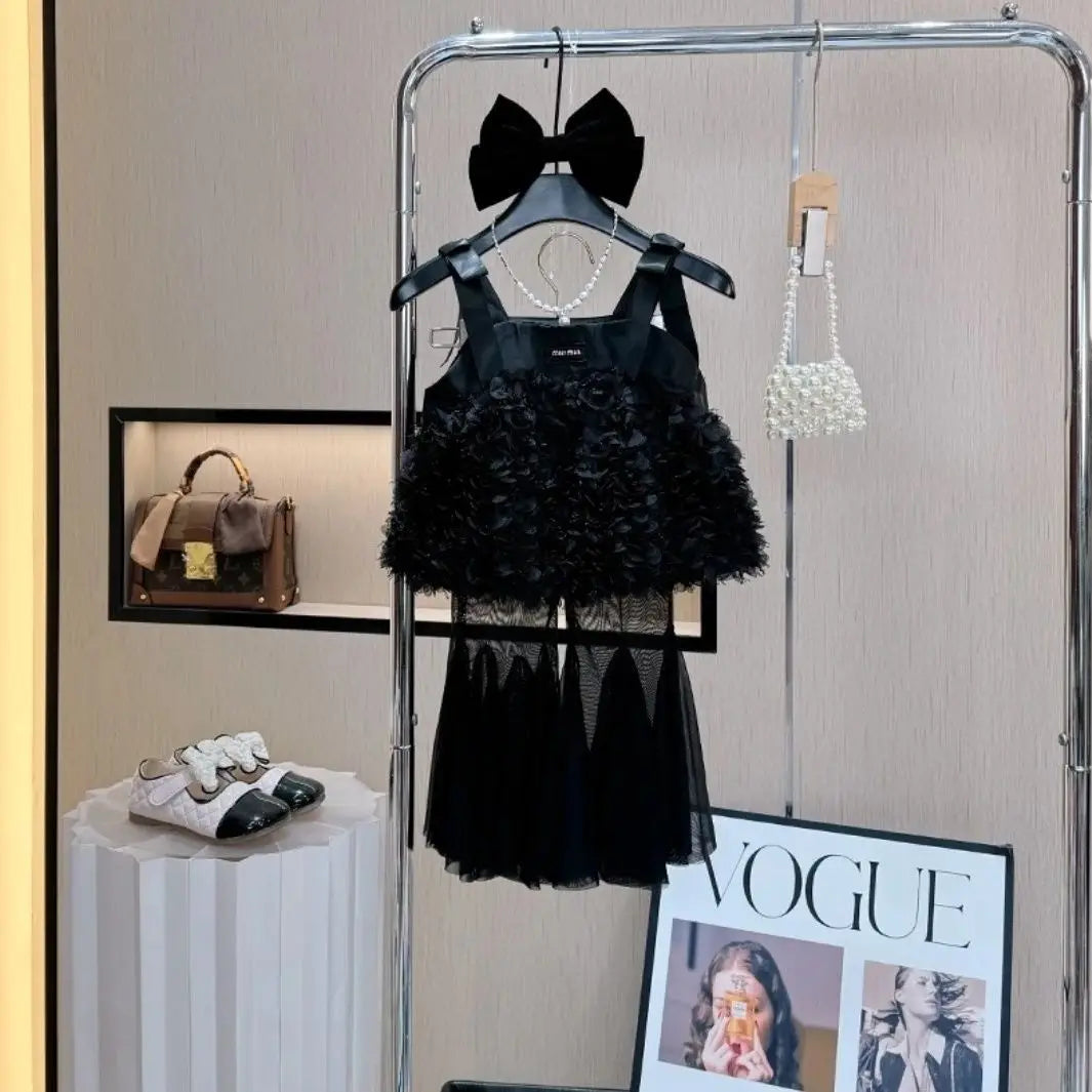 Conjunto para niña, novedad de verano, estilo elegante para niña, estilo veraniego, conjunto de dos piezas con tirantes a la moda para niña pequeña