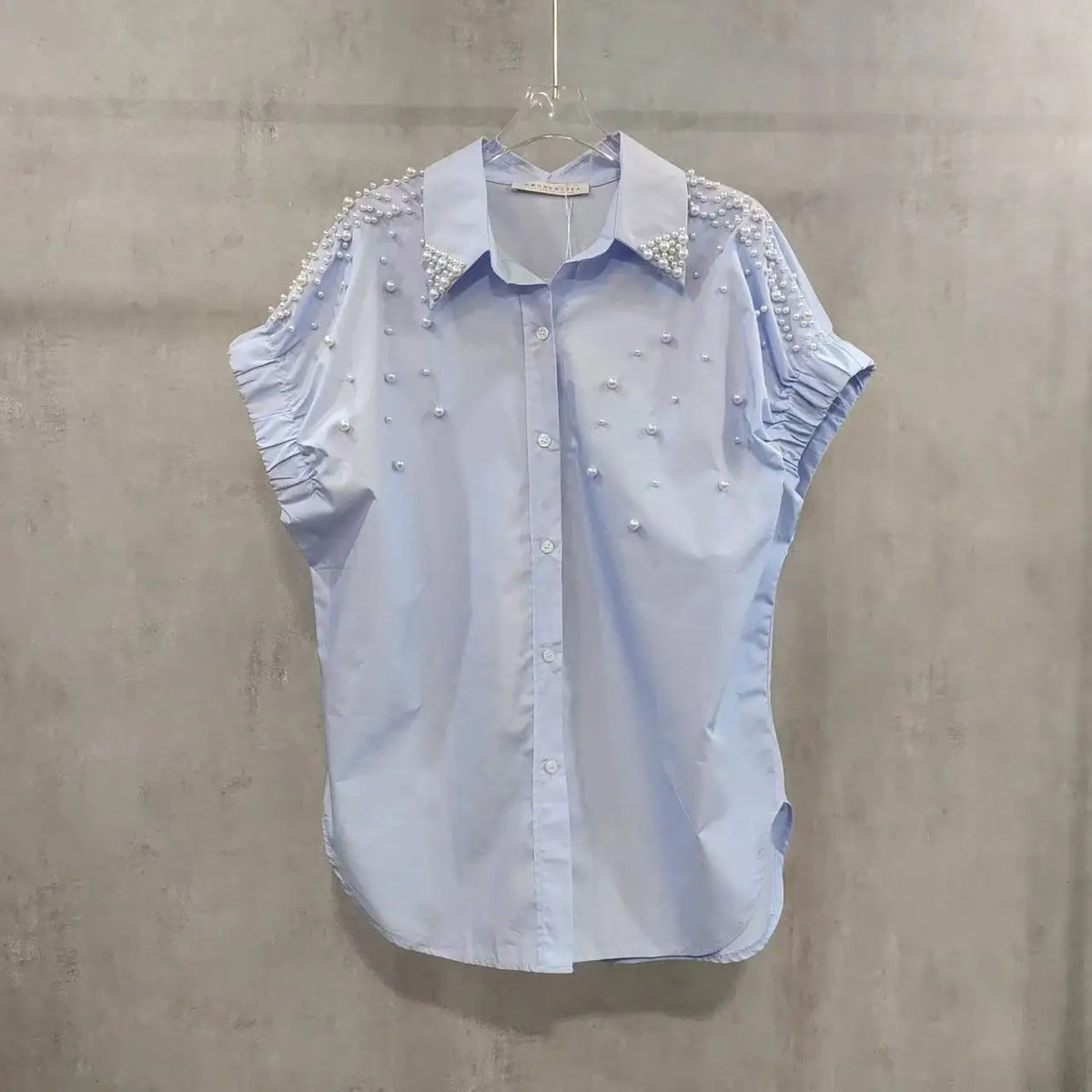 Blusas de manga corta de algodón con cuentas de perlas, camisas para mujer, novedad de verano, primavera 2021, tendencia de moda, Tops informales sueltos, Blusas