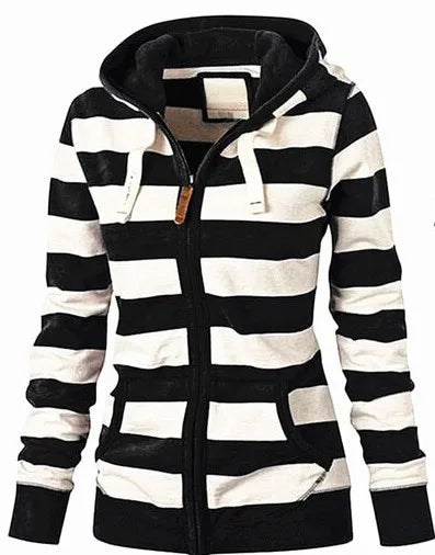 2020ebay Sudadera con capucha a rayas de manga larga para mujer, talla grande, estilo informal, de una sola pieza, material d...