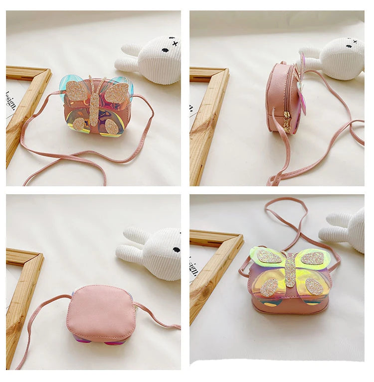 Bolso de mensajero con diseño de mariposa para niños, bolsos de hombro para niñas, monedero de moda, bolso cruzado, regalos para niños, nuevo
