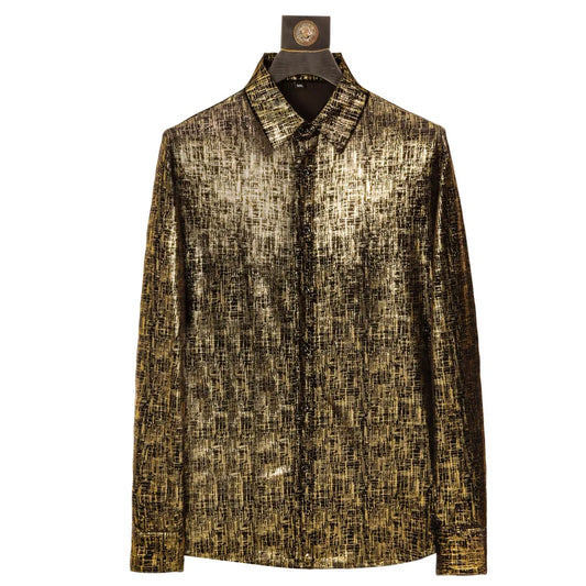 Camisa de Gamuza con Estampado en Caliente 2026 para Hombre, Camisas Casuales de Manga Larga, Camisas de Moda Ajustadas para Eventos Sociales, Negocios, Fiestas y Banquetes, Tallas M-4XL