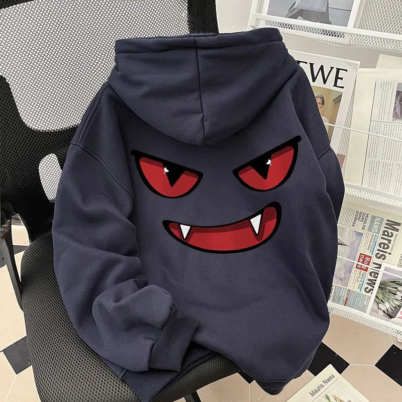 Sudaderas con capucha con estampado de Anime divertido para hombre, sudaderas con capucha de moda Retro americana de Hip Hop, ropa de calle Y2K, Sudadera con capucha de lana estampada