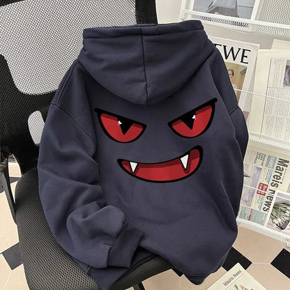 Sudaderas con capucha con estampado de Anime divertido para hombre, sudaderas con capucha de moda Retro americana de Hip Hop, ropa de calle Y2K, Sudadera con capucha de lana estampada