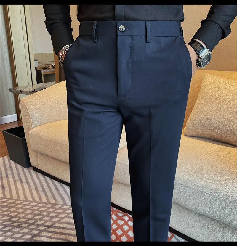 Camisas de vestir de negocios para hombres, pantalones ajustados de traje Social de oficina informal, pantalones de fiesta de boda de alta calidad, ropa de otoño e invierno