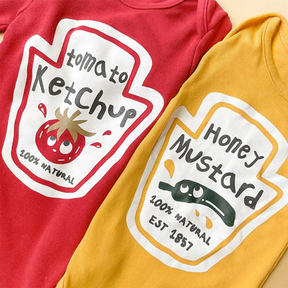 Pelele para recién nacido, mono con sombrero, mono para bebé, Cosplay, gemelos, tomate rojo, Ketchup y disfraz de mostaza amarilla de 0 a 2T