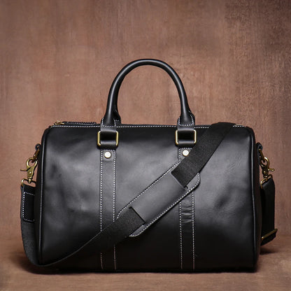 GURO-bolsos de viaje Retro de cuero de vaca para hombre y mujer, bolso de mano de cuero genuino, bolsa de Fitness de fin de semana de lujo, equipaje de viaje corto