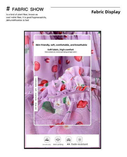 Primavera Verano 2026 Falda Larga de Tul Estampada de Cintura Alta con Empalmes Asimétricos, Falda de Pastel Colorida, Estilo...