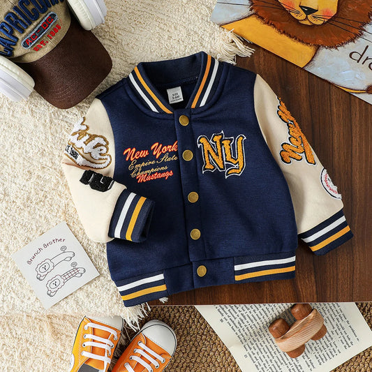 Chaquetas de béisbol a la moda para bebés, cárdigan bordado, prendas de vestir informales de otoño y primavera, sudadera de tendencia, abrigos para 1-3 años