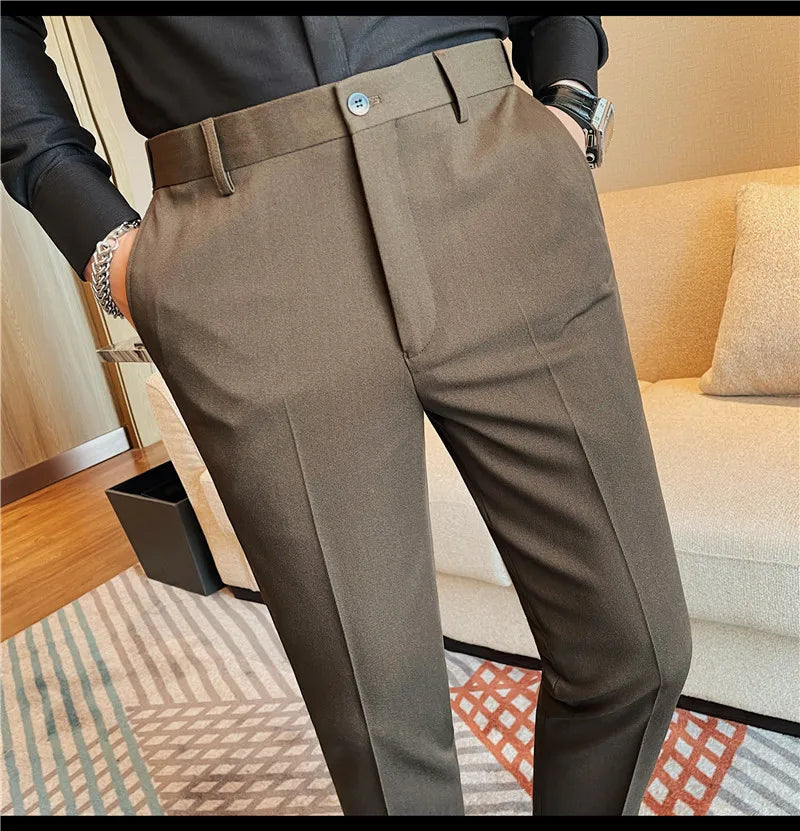 Camisas de vestir de negocios para hombres, pantalones ajustados de traje Social de oficina informal, pantalones de fiesta de boda de alta calidad, ropa de otoño e invierno