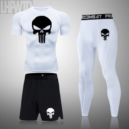 Camiseta deportiva de compresión para hombre, camiseta de entrenamiento físico de secado rápido MMA, ropa deportiva masculina para correr y correr