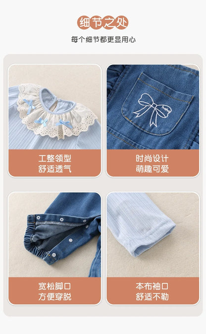 Conjunto de 2 piezas de lujo coreano para niña, conjunto de camiseta y camiseta a la moda con cuello de encaje, pelele elegante de Estilo Princesa, traje de otoño