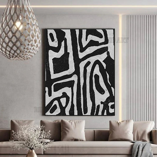 Pintura al óleo pintada a mano en blanco y negro sin marco, lienzo, póster de pared, arte, imagen de gran tamaño, + Paquete Switch In Art completo