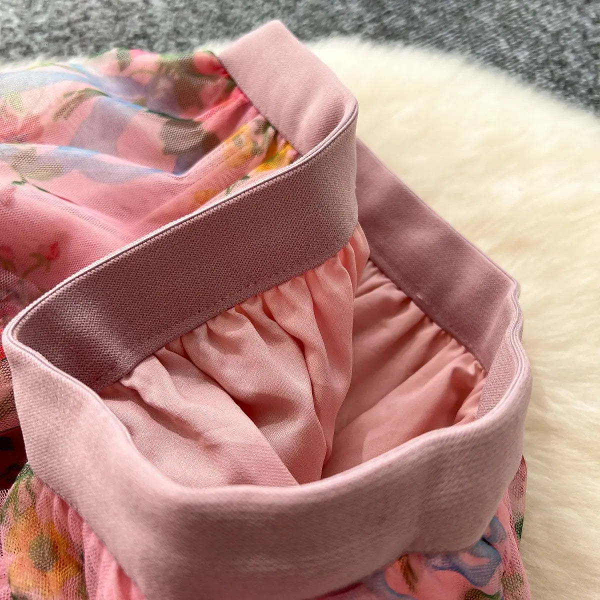 Falda Midi de Malla con Estampado Floral de Cintura Alta Estilo Coreano para Mujer, Falda Hada Abullonada de Fibra de Poliést...