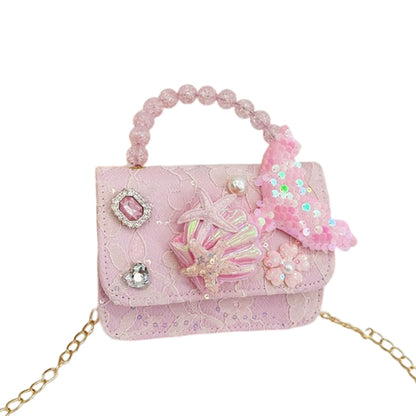 Bolso de Mano con Perlas para Niñas, Mini Bolso Bandolera, Estilo Moderno, para Regalo de Cumpleaños, Ligero, de Cuero PU