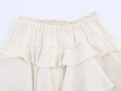 Falda Midi Decorada a Capas de Moda, Novedad de Primavera, Falda Casual de Poliéster de Cintura Alta para Mujer, Corte Holgado