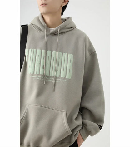 Sudaderas con capucha con estampado de espuma y letras de otoño para hombre, novedad de 2025, sudaderas con capucha Vintage de lana de algodón de gran tamaño, ropa de calle Y2K