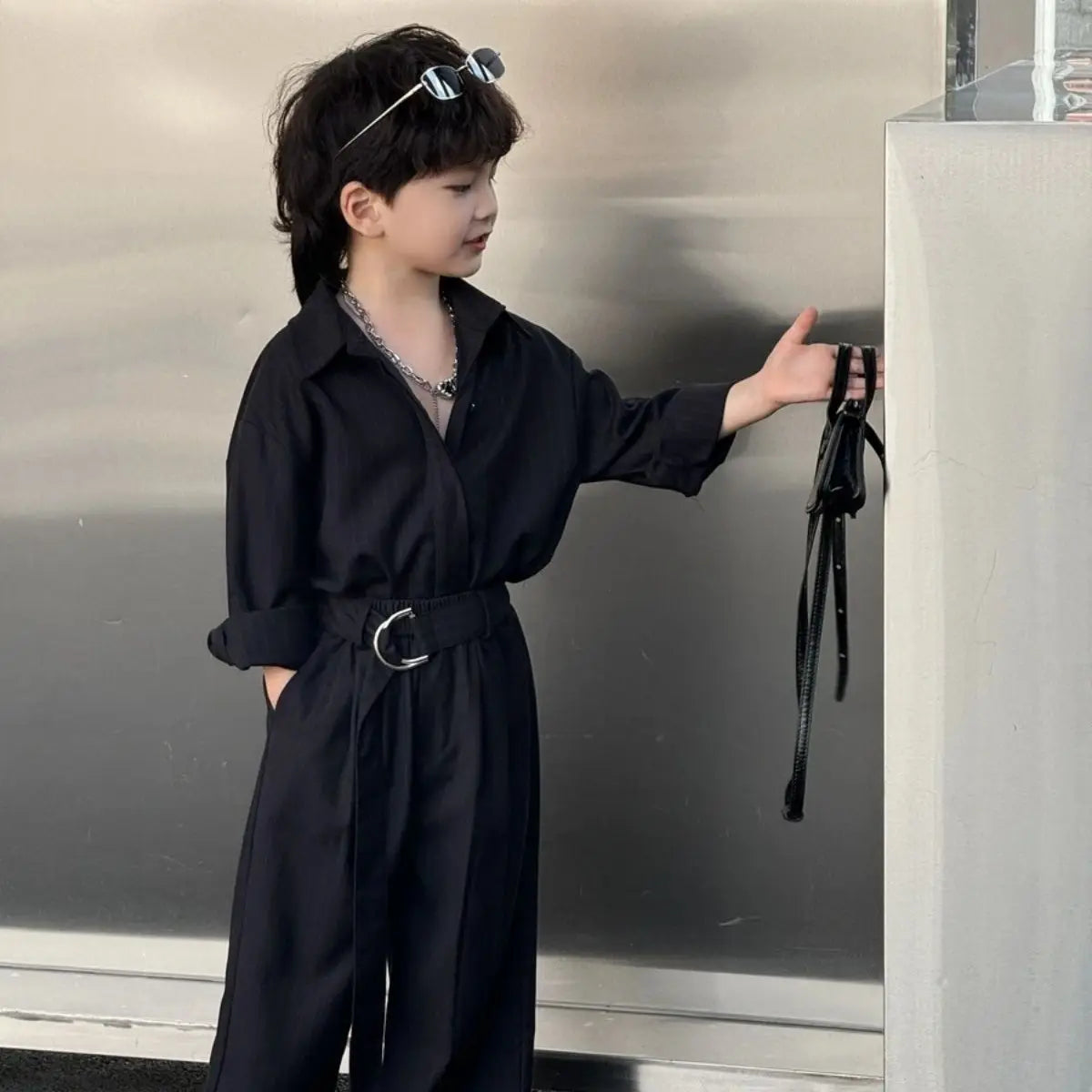 Conjunto de chaqueta y pantalones a rayas negras de manga larga para niños pequeños, primavera y otoño, informal, coreano, para niños guapos