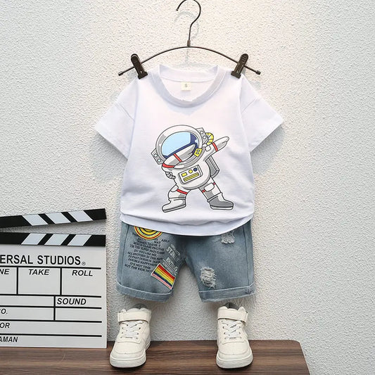 Nuevo conjunto de ropa de verano para niños, traje para bebés, niños y niñas, camiseta, pantalones cortos, 2 unids/set, abrigo infantil para niños, ropa para niños de 1 2 3 4 5 años