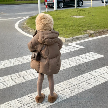 Ropa de invierno para niños versión coreana, Chaqueta de algodón de plumón medio a largo para niños, Chaqueta de algodón gruesa para bebés