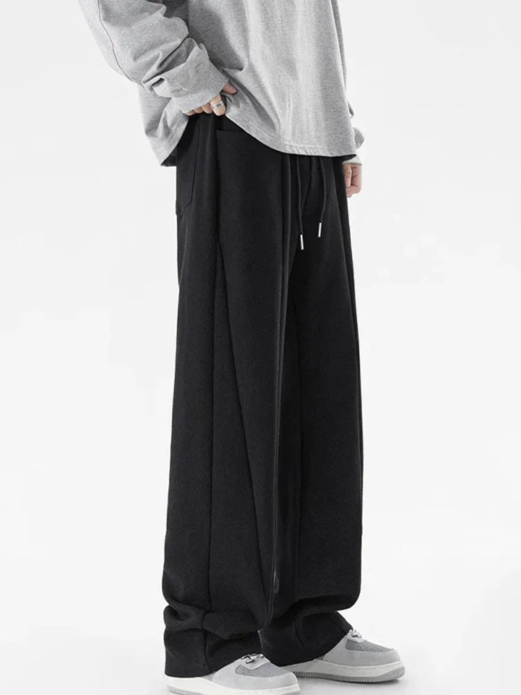 Pantalones Deportivos Grises de Pierna Recta Estilo Hip Hop 2026 para Hombre, Pantalones Holgados de Moda Coreana de Primavera, Estilo Y2K, Casuales